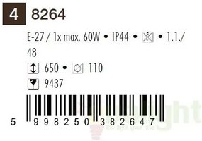 Stalp exterior H-65cm, IP44, Inox torch 8264 RX