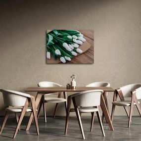 Tablou cu buchet de lalele albe (70x50 cm)