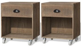 243162 vidaXL Noptieră, 2 buc., maro, lemn masiv