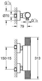 Baterie dus termostatata crom Grohe Grohtherm 1000 Performance