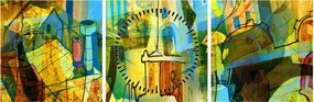 Tablou - Arhitectură, abstractizare cubistă (cu ceas) (90x30 cm)
