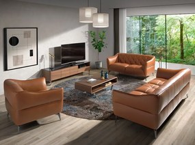 Canapea 2 locuri din piele naturala capitonata Cowhide leather brown