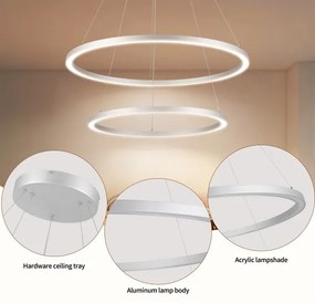Brilagi-LED Lustră suspendată reglabilă PORTOFINO LED/98W/230V Ø 80 cm argintiu + telecomandă