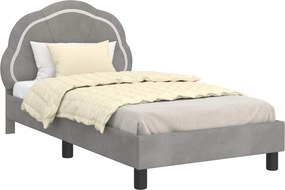 vidaXL Cadru de pat pentru copii cu spătar Gri deschis 80 x 160 cm