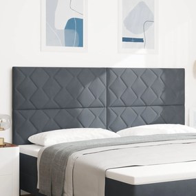 vidaXL Tăblie cap Pe perete Geometric Manual Gri închis 200 cm Catifea