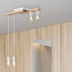 Lustră pe cablu CORTINA 4xE27/15W/230V alb/stejar