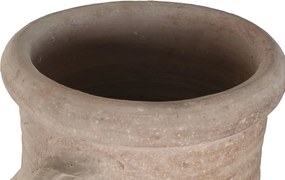 Vas decorativ amforă din teracotă artizanală, finisaj craft roz-crem, cu 2 anse, 40×40×98 cm, „Jerba"