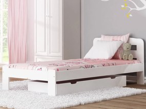 Pat din lemn Sara 90x200 alb. cu somieră