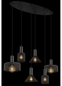 Globo 15648-6H - Lustră suspendată pe cablu JEDD, 6xE27/60W/230V, negru