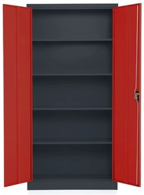 Dulap metalic universal, 90 x 40 x 185 cm, încuietoare cu cilindru, roșu - ral 3000