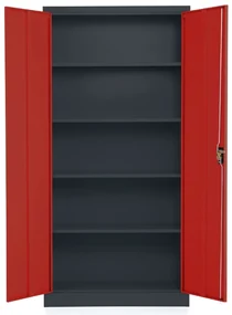 Dulap metalic universal, 90 x 40 x 185 cm, încuietoare cu cilindru, roșu - ral 3000