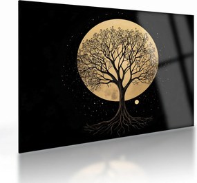 Tablou pe sticlă – Arbore în lună plină aurie I. (70x50 cm)