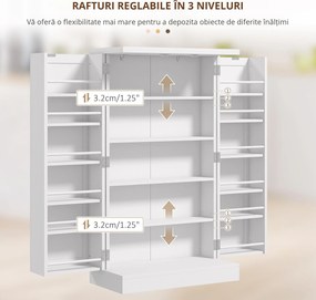 HOMCOM Dulap de Bucătărie Depozitare Independent 60x30x104cm, Alb | Aosom Romania