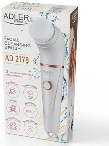 Perie de curatare faciala Adler AD 2178, Masaj, Demachiant, Impermeabil IPX7, Alb
