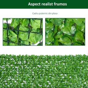 Outsunny Rulou Gard Viu Artificial PE pentru Balcon și Grădină cu Frunze de Artar Verde 300x150cm | Aosom Romania