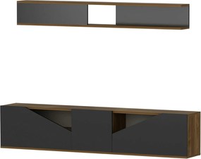 Mobilier living TAC, negru/nuc, PAL melaminat, 2 piese