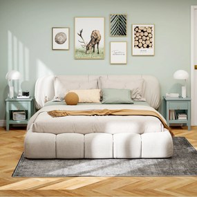 HOMCOM Lot de 2 noptiere cu sertar și compartiment deschis, 45 x 40 x 55 cm, verde | Aosom Romania