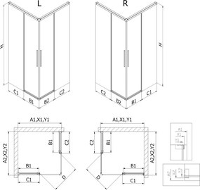 Mexen Rox Duo cabină de duș glisantă 110 x 80 cm, transparent, crom - 8C2D-110-080-01-00
