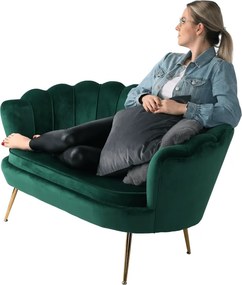 Bancă în stil Art-deco, catifea Velvet smarald/crom auriu, NOBLIN