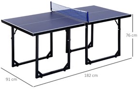 Masa de Ping Pong Pliabila, Multifuncitonala, cu Plasa din Otel si MDF, 182x91x76cm - Albastru HOMCOM | Aosom RO