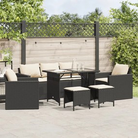 3213548 vidaXL Set mobilier de grădină cu perne, 6 piese, negru, poliratan