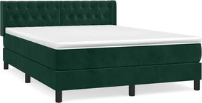 vidaXL Pat box spring cu saltea, verde închis, 140x190 cm, catifea