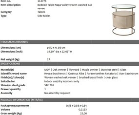 Noptiera/ Masuta laterala design LUX Napa Valley stejar albit 114776 HZ