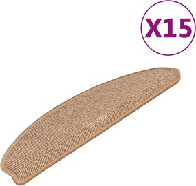 vidaXL Covorașe pentru scări, 15 buc., 65x21x4 cm, maro deschis, semirotunde, mari