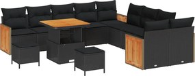 vidaXL Set de canapele pentru grădină cu pernă 13 pcs Negru