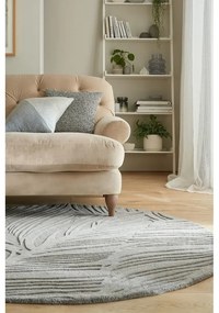 Covor gri rotund din lână ø 160 cm Leaf - Flair Rugs