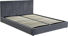 Pat KATARINA 160x200, stofa catifelata gri - Bluvel 14, cu somiera si