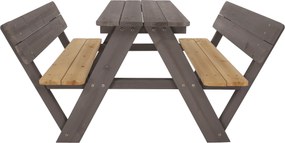 Bancă de grădină pentru copii, lemn, gri/ natural, ABALO