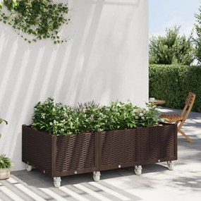 vidaXL Jardinieră de grădină cu picioare, maro, 150x80x54 cm, PP