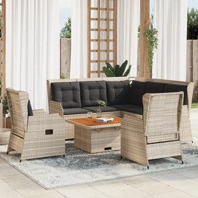 3262154 vidaXL Set mobilier grădină cu perne, 5 piese, gri deschis, poliratan