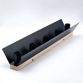 Plafonieră ESME 5xE27/15W/230V negru/stejar