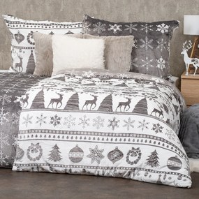 Lenjerie pat de Crăciun 4Home Christmas time,microflanelă, gri, 140 x 220 cm, 70 x 90 cm
