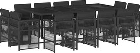 vidaXL Set mobilier de grădină cu perne, 13 piese, negru, poliratan