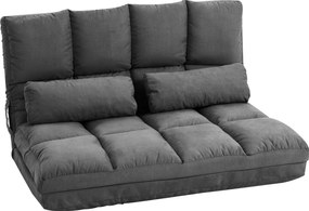 HOMCOM Fotoliu-pat de rezervă pliant convertibil - spătar reglabil în 14 poziții - 2 perne incluse, gri | Aosom Romania