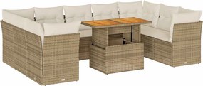 vidaXL Set canapele de grădină cu perne, 10 piese, bej, poliratan