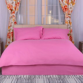 Lenjerie de pat Damasc Policoton pentru 1 persoana Roz