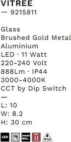 Aplica de perete LED baie IP44 VITREE aurie