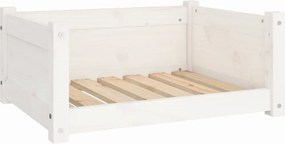 vidaXL Pat pentru câini alb 65,5x50,5x28 cm lemn masiv de pin