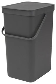 Cos de gunoi colectare selectiva Brabantia Sort&Go 648978, 16 L, Maner, Montabil pe perete, Gri inchis