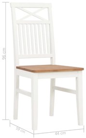 Scaune de bucatarie, 2 buc., alb, lemn masiv de stejar 2, Alb