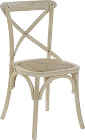 Scaun dining natur din lemn masiv de ulm cu spătar împletit din ratan, 89x50x52,5 cm, „Bastide"