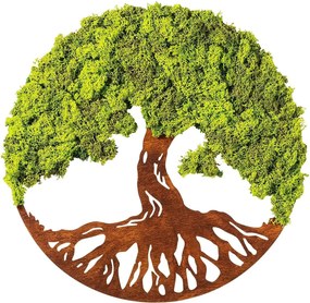 Decoratiune perete TREE OF LIFE 3, verde/maro, 44x1x44 cm
