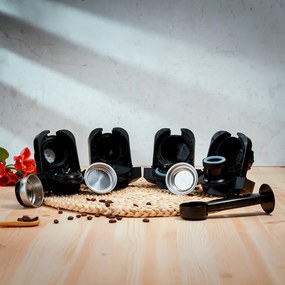 Espressor capsule si cafea macinata 8in1 Oliver Voltz OV51171I5, 1350W, 20 bar, Spumare lapte, Negru