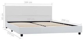 Cadru de pat, alb, 160x200 cm, piele ecologica Alb, 160 x 200 cm