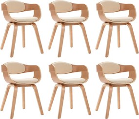vidaXL Scaune de bucătărie, 6 buc., lemn curbat și piele ecologică