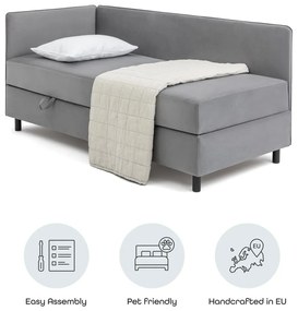 Pat gri tapițat cu spațiu de depozitare cu saltea 120x200 cm Avela – Bonami Selection